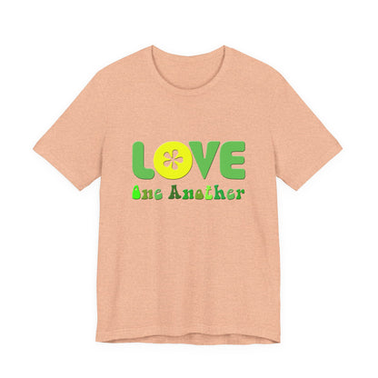 Love One Another Green Yellow T-Shirt Short Sleeve