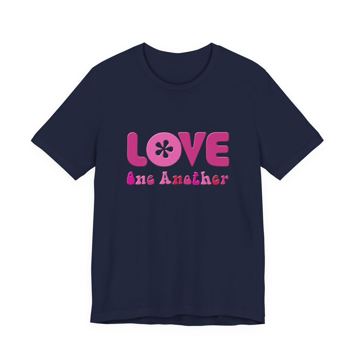 Love One Another T‑Shirt — Retro Pink Flower Peace Tee