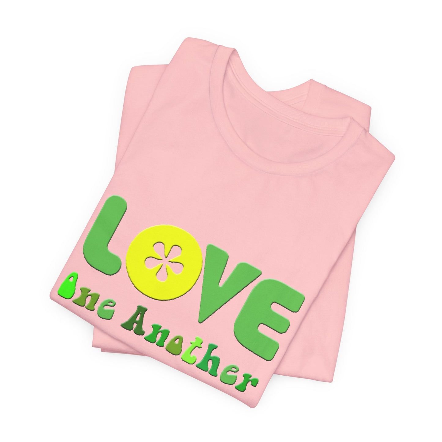 Love One Another Green Yellow T-Shirt Short Sleeve