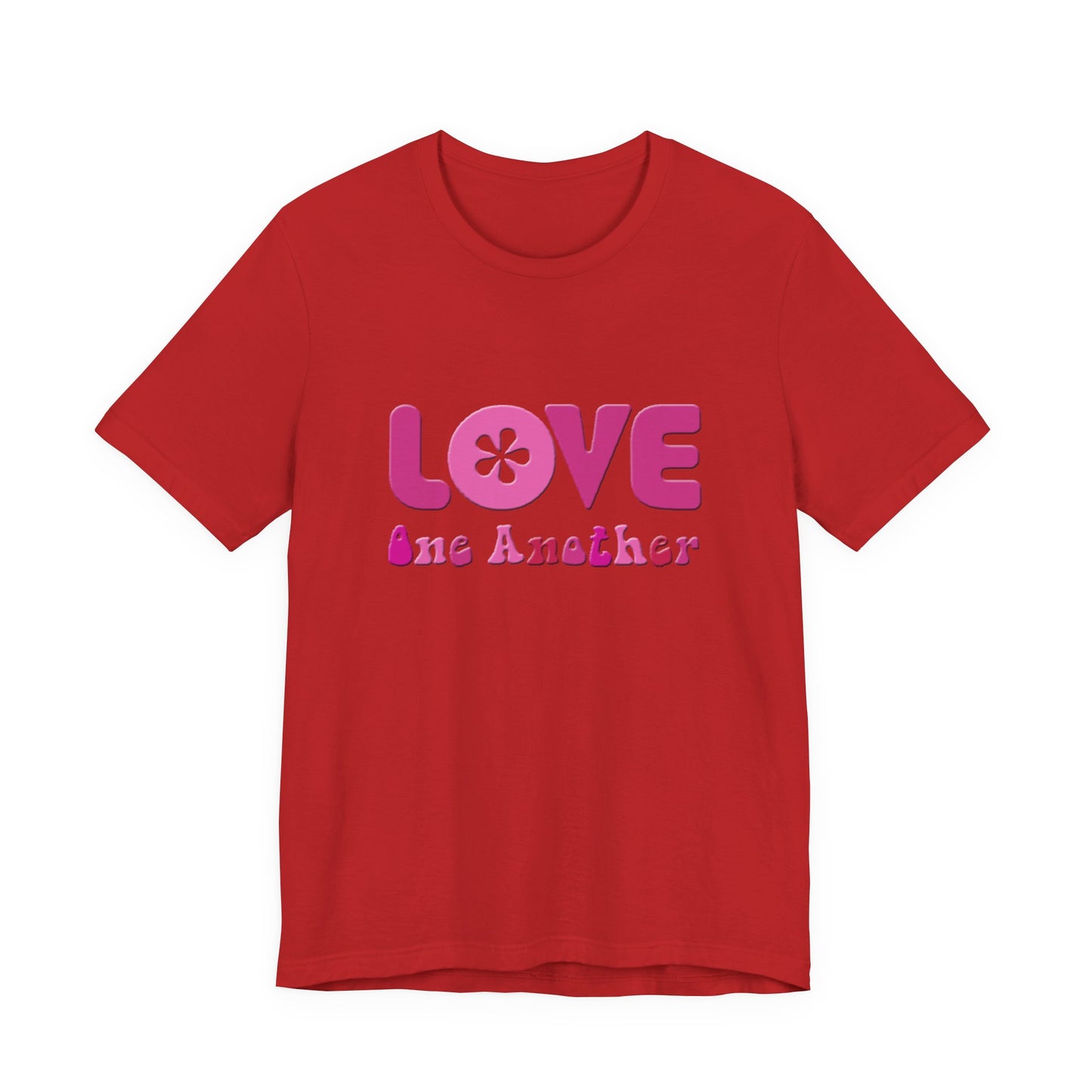 Love One Another T‑Shirt — Retro Pink Flower Peace Tee