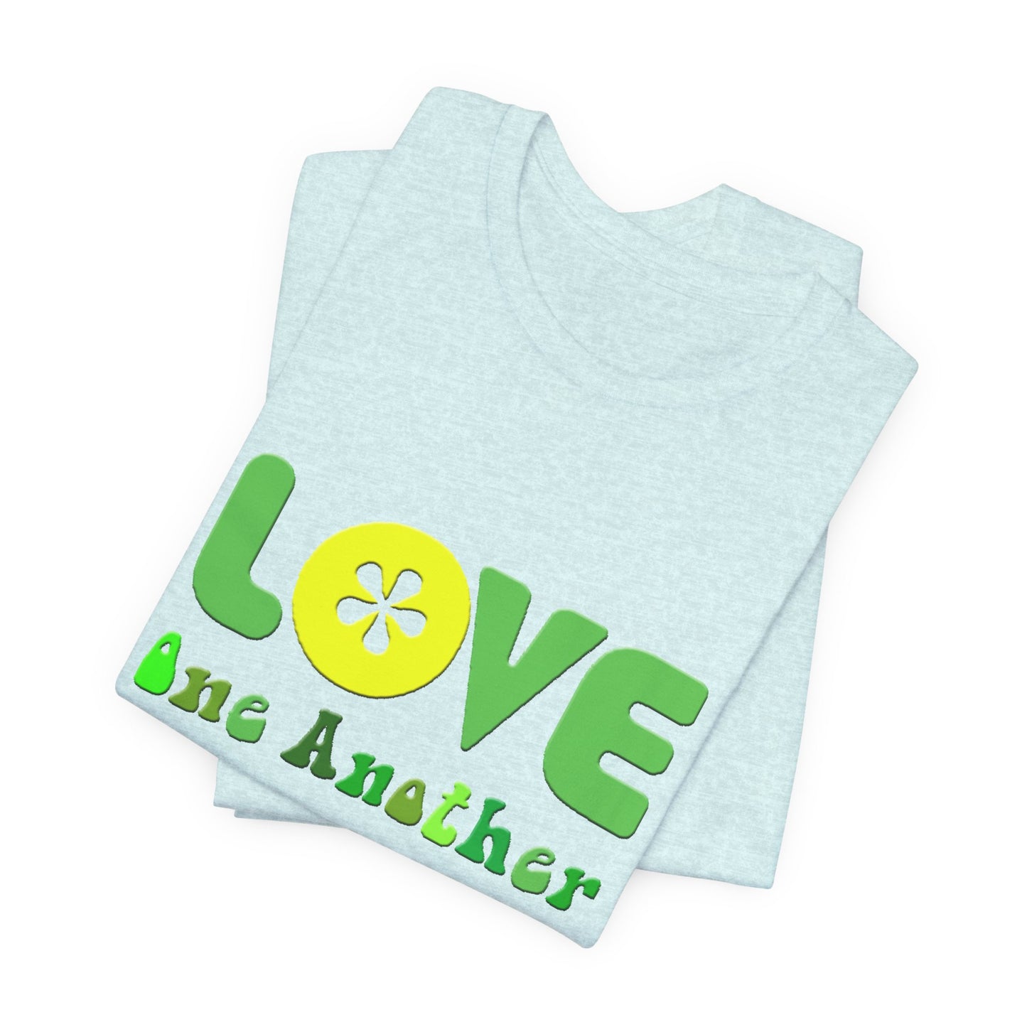 Love One Another Green Yellow T-Shirt Short Sleeve