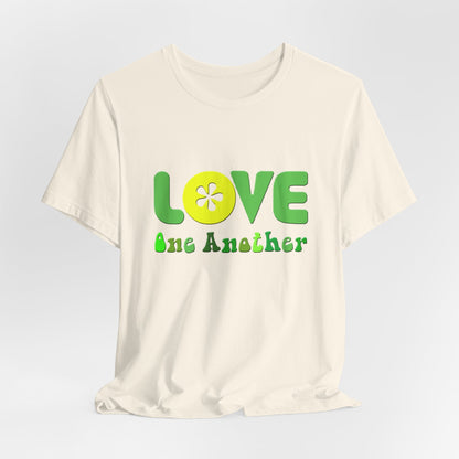 Love One Another Green Yellow T-Shirt Short Sleeve