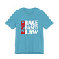 END RACE BASED LAW  Red White T-Shirt Short Sleeve