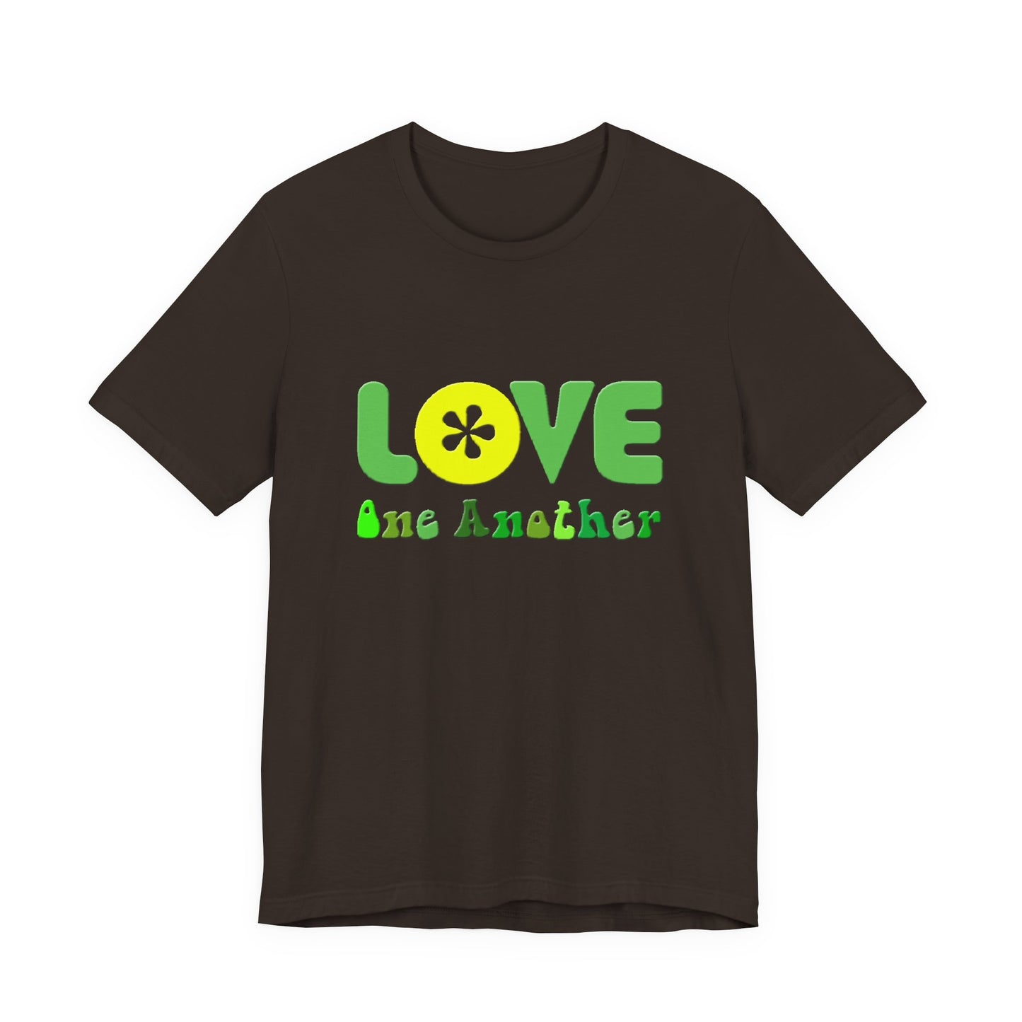 Love One Another Green Yellow T-Shirt Short Sleeve