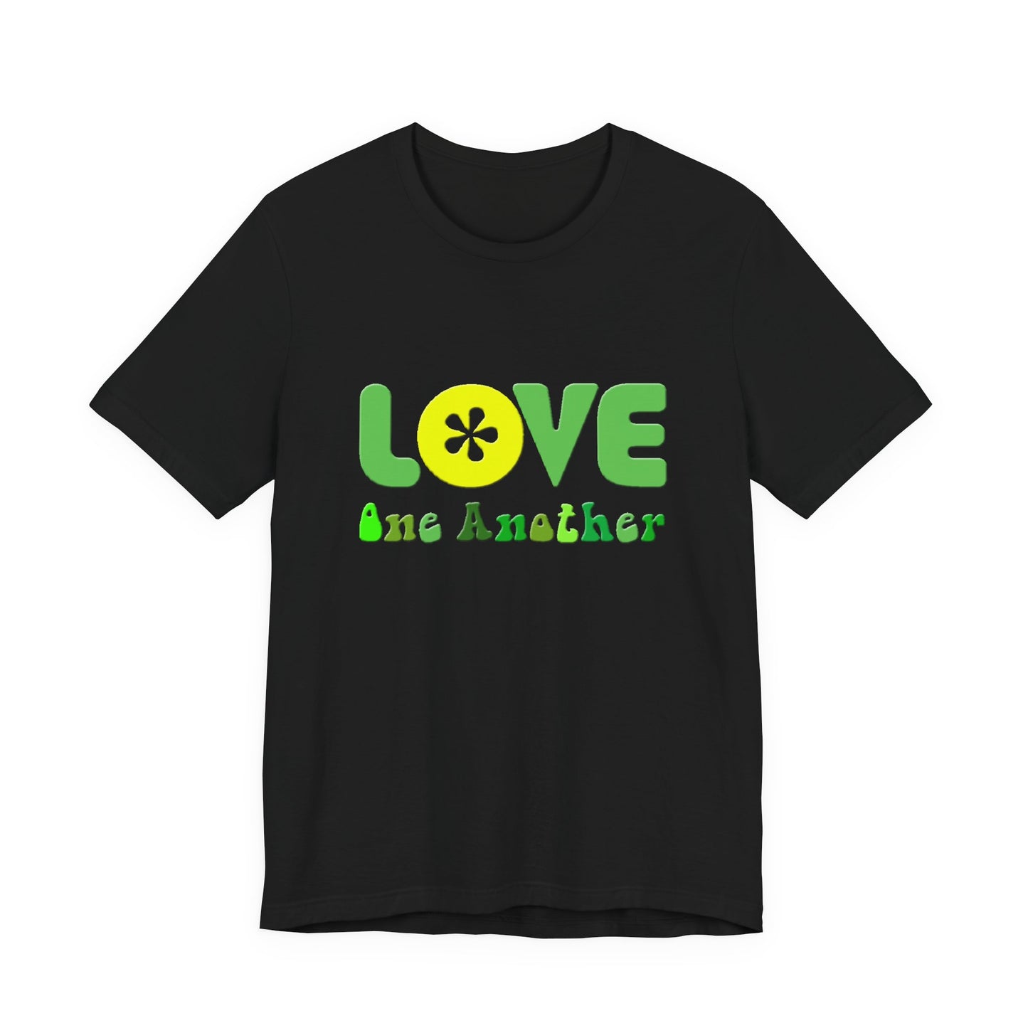Love One Another Green Yellow T-Shirt Short Sleeve