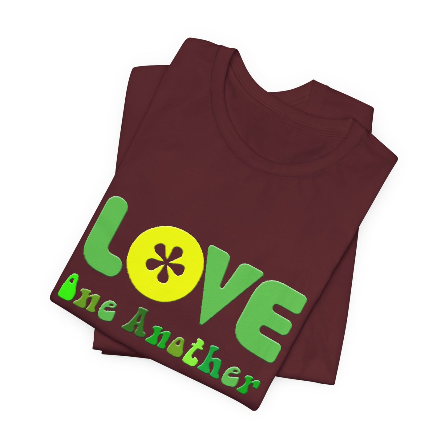 Love One Another Green Yellow T-Shirt Short Sleeve