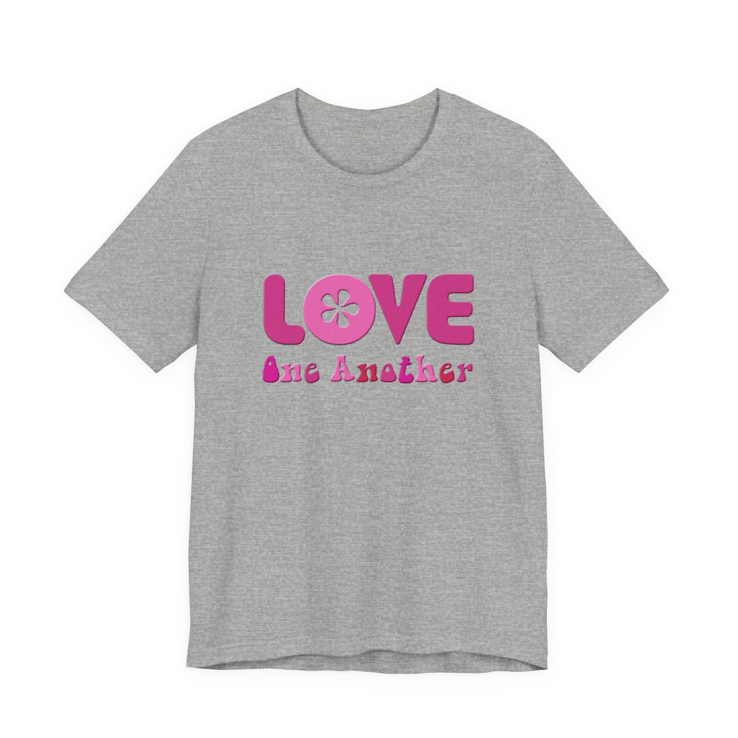 Love One Another T‑Shirt — Retro Pink Flower Peace Tee