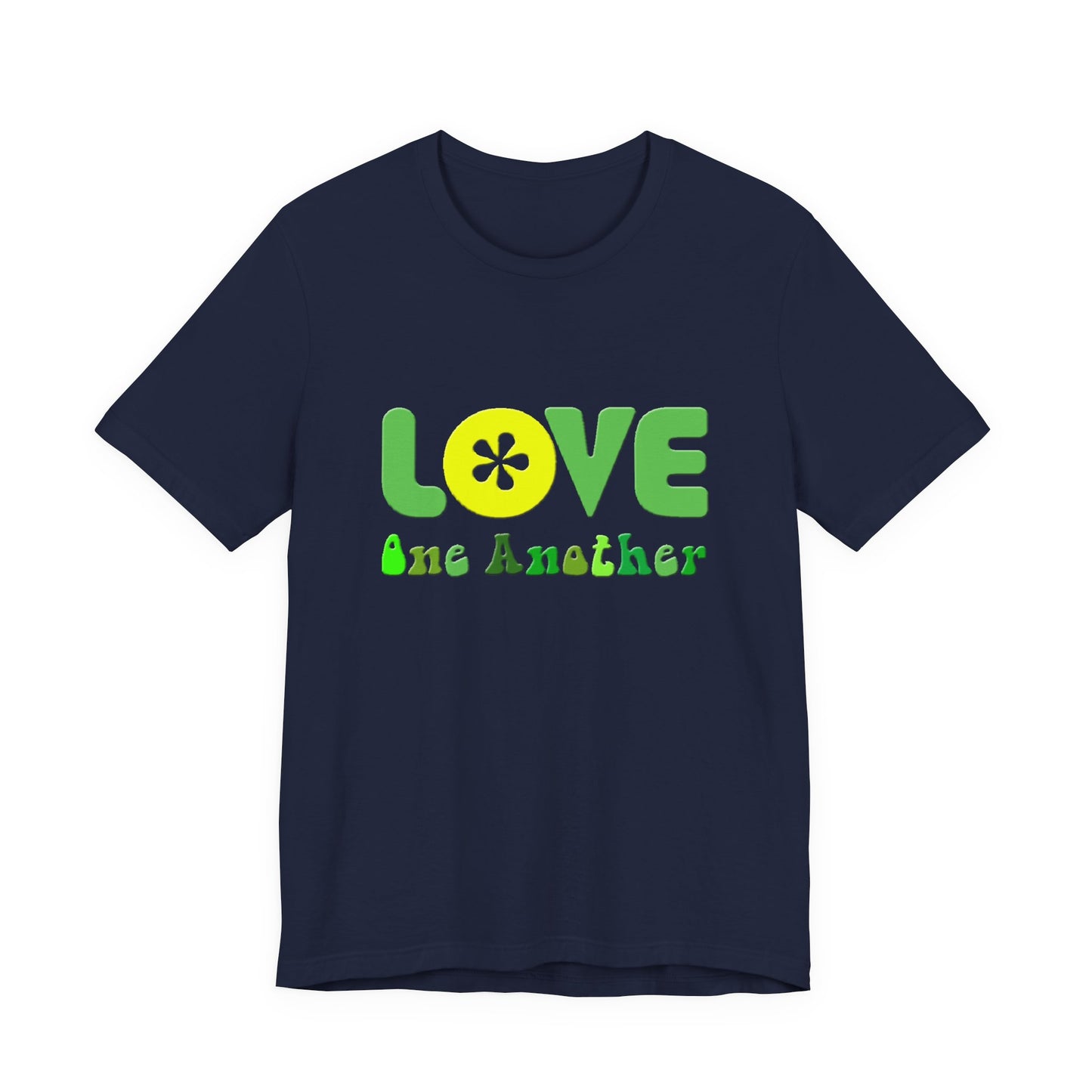 Love One Another Green Yellow T-Shirt Short Sleeve