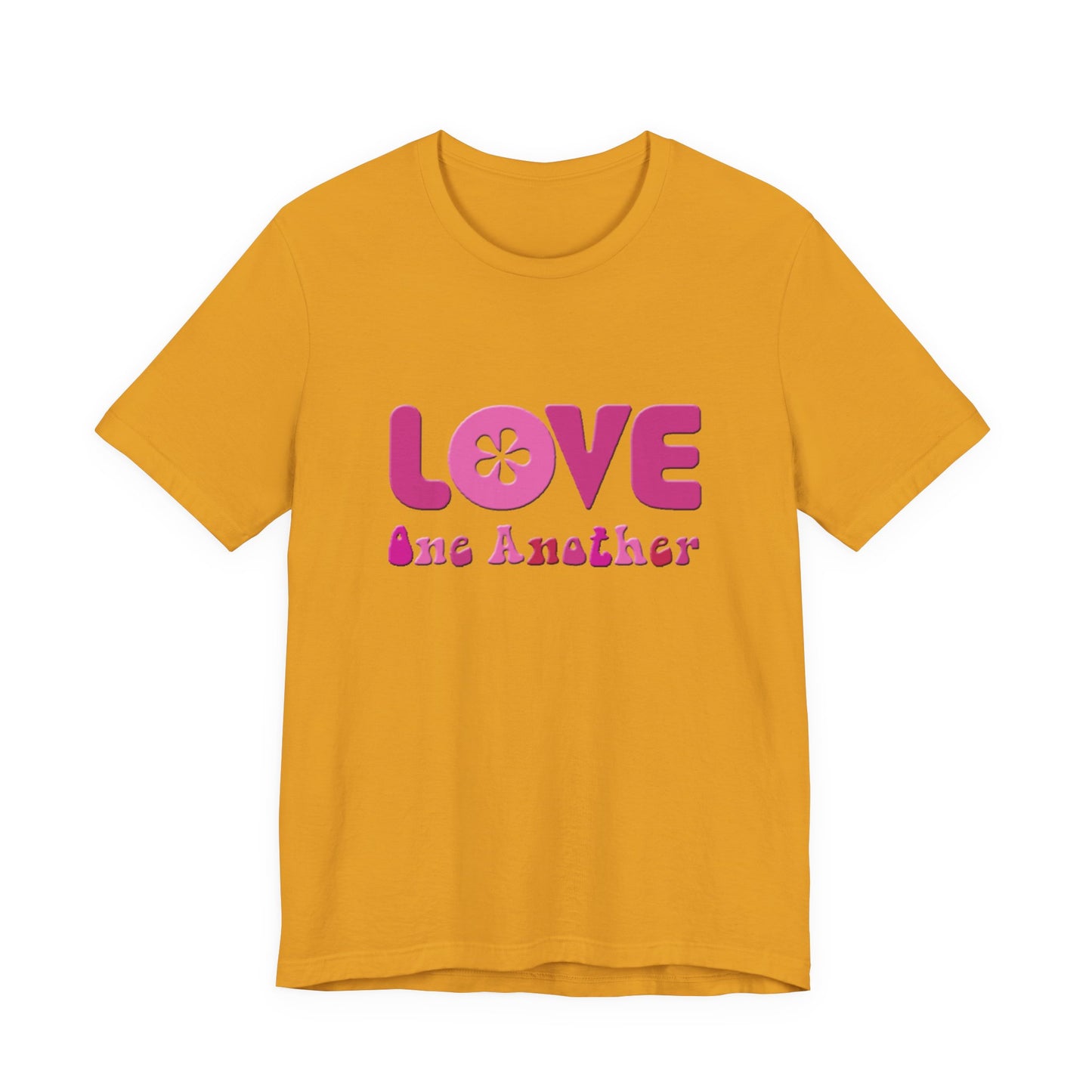 Love One Another T‑Shirt — Retro Pink Flower Peace Tee