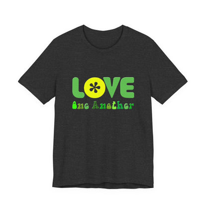 Love One Another Green Yellow T-Shirt Short Sleeve