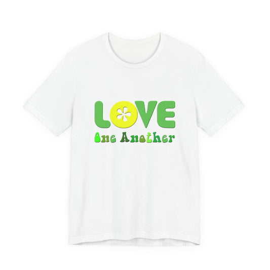 Love One Another Green Yellow T-Shirt Short Sleeve