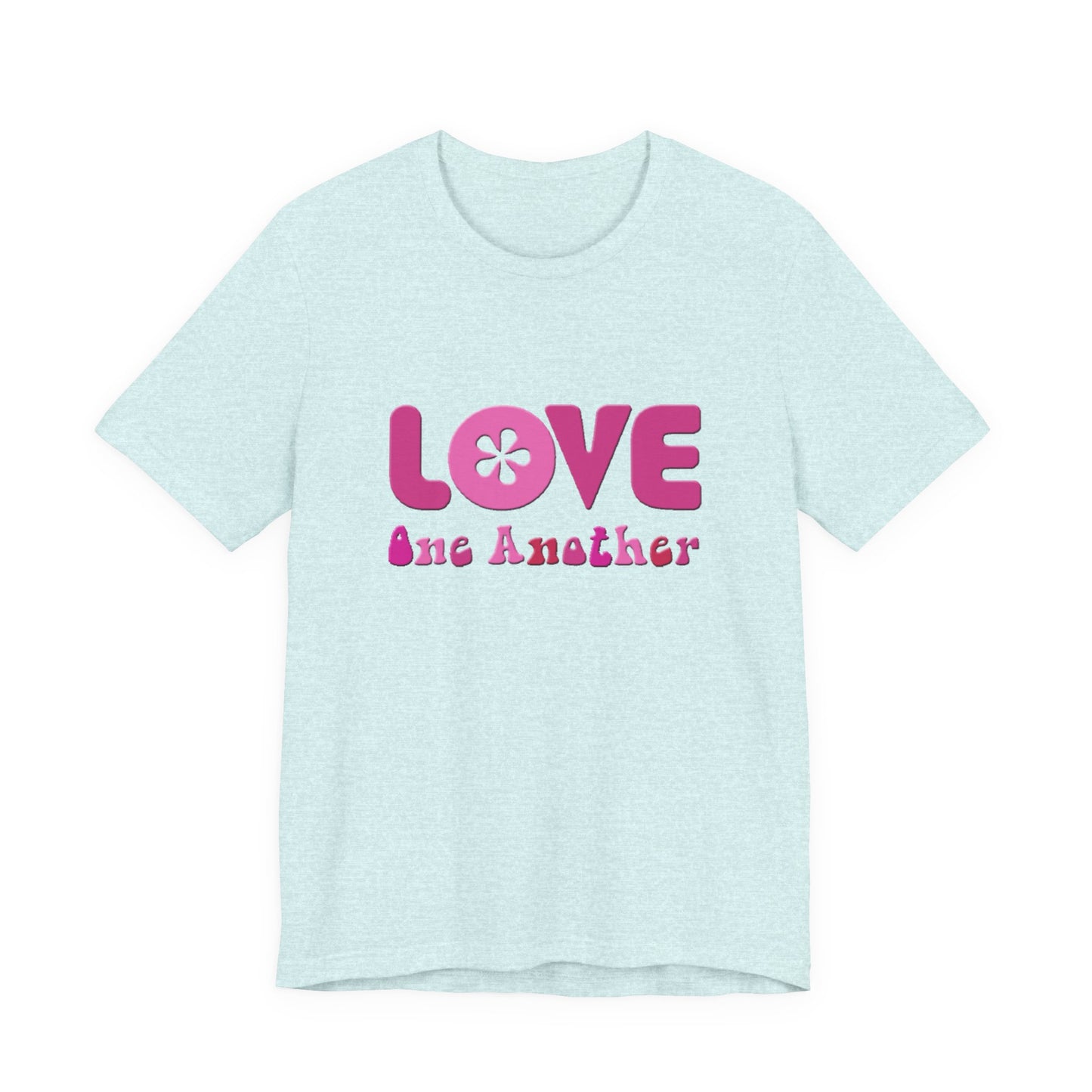 Love One Another T‑Shirt — Retro Pink Flower Peace Tee