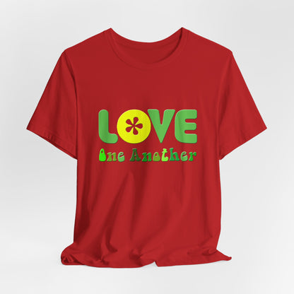 Love One Another Green Yellow T-Shirt Short Sleeve