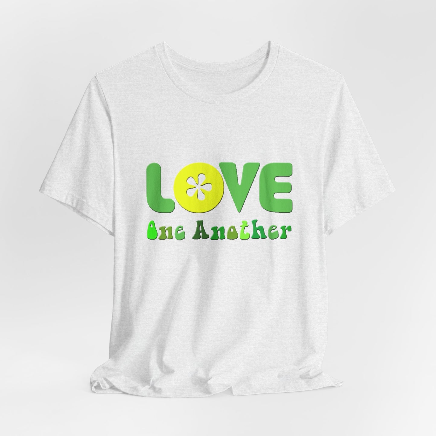 Love One Another Green Yellow T-Shirt Short Sleeve