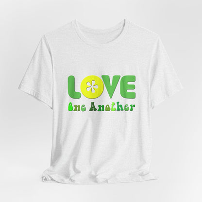 Love One Another Green Yellow T-Shirt Short Sleeve