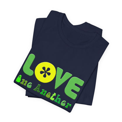 Love One Another Green Yellow T-Shirt Short Sleeve