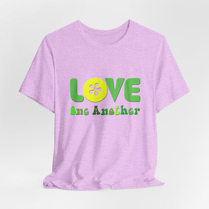 Love One Another Green Yellow T-Shirt Short Sleeve