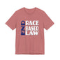 END RACE BASED LAW Blue White T-Shirt Short Sleeve