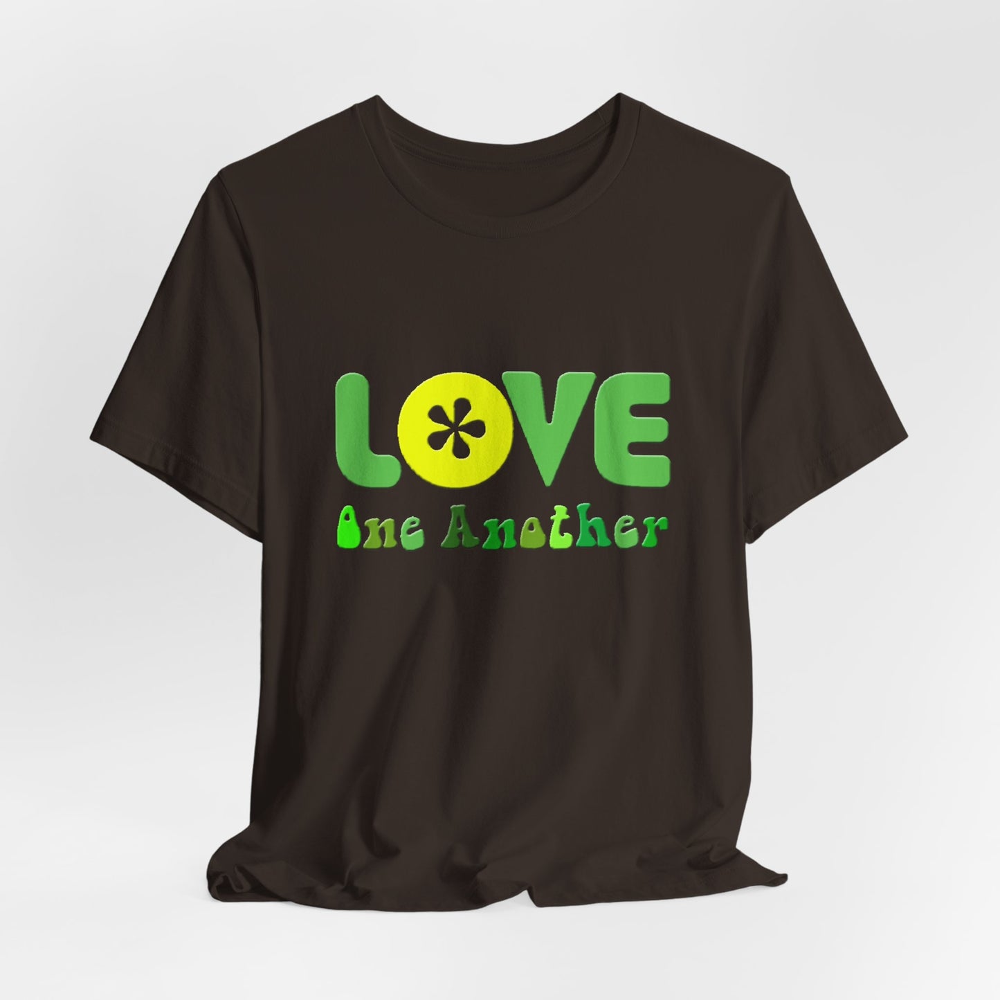 Love One Another Green Yellow T-Shirt Short Sleeve