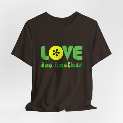 Love One Another Green Yellow T-Shirt Short Sleeve