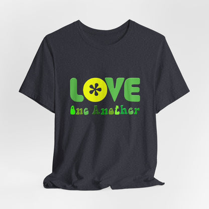 Love One Another Green Yellow T-Shirt Short Sleeve