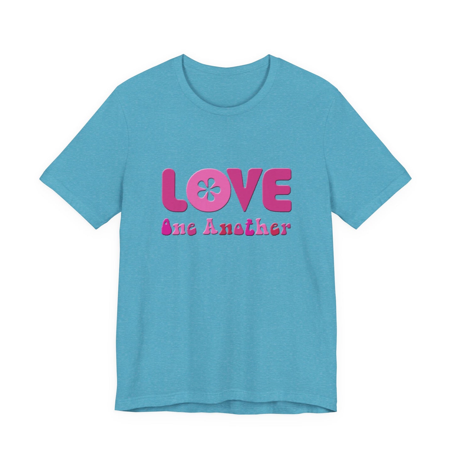 Love One Another T‑Shirt — Retro Pink Flower Peace Tee