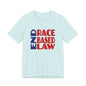 END RACE BASED LAW Blue Red T-Shirt Short Sleeve