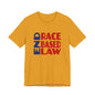 END RACE BASED LAW Blue Red T-Shirt Short Sleeve