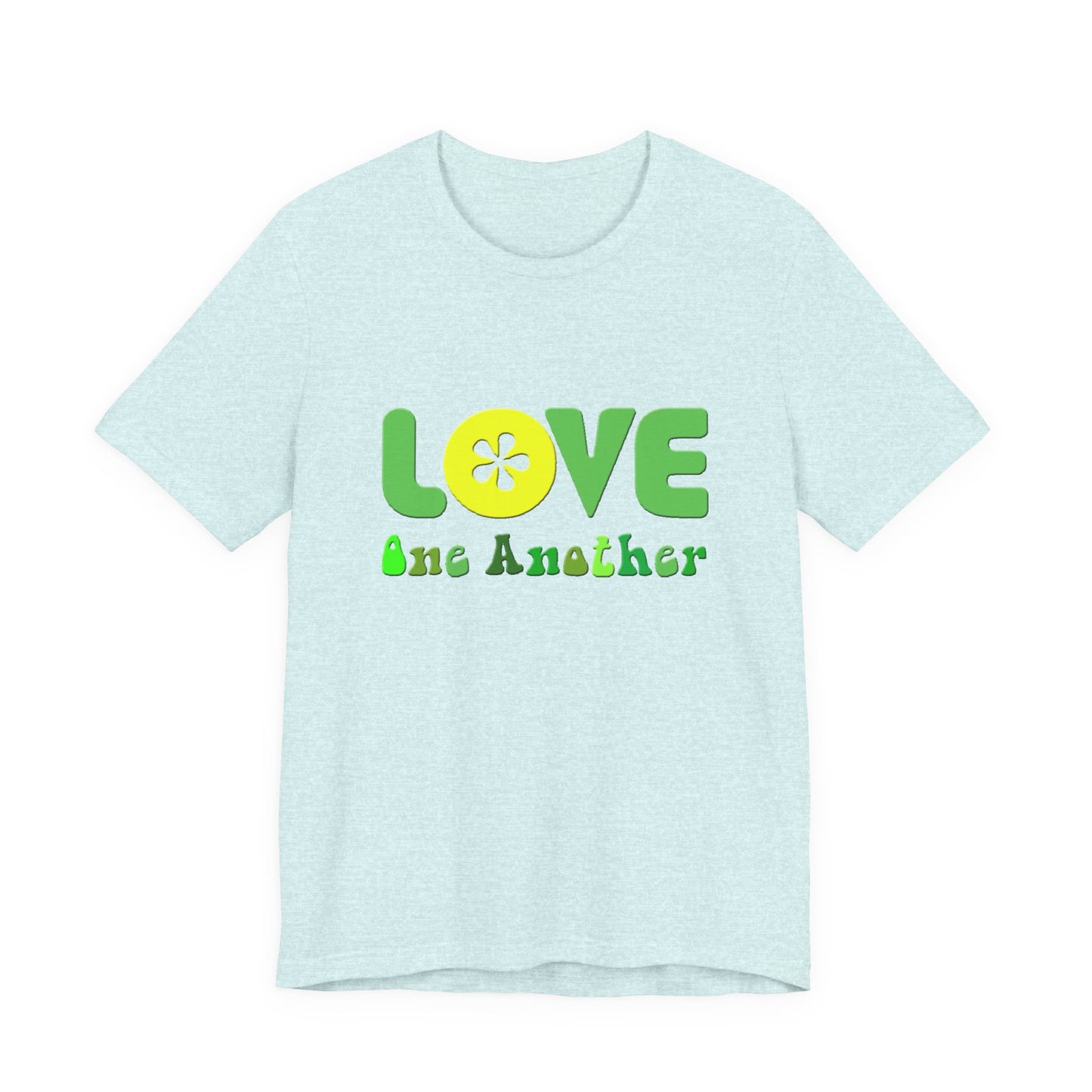 Love One Another Green Yellow T-Shirt Short Sleeve
