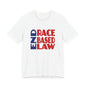 END RACE BASED LAW Blue Red T-Shirt Short Sleeve