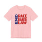 END RACE BASED LAW Blue Red T-Shirt Short Sleeve