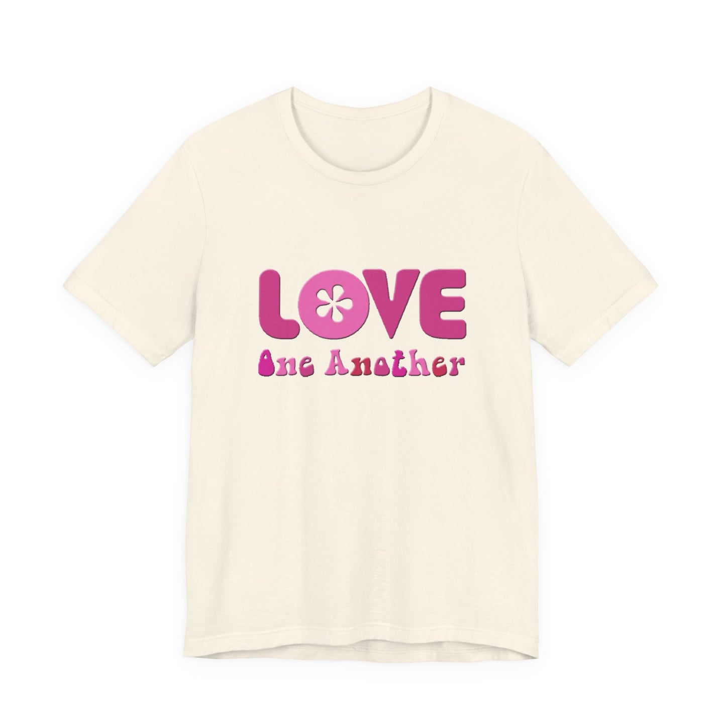 Love One Another T‑Shirt — Retro Pink Flower Peace Tee