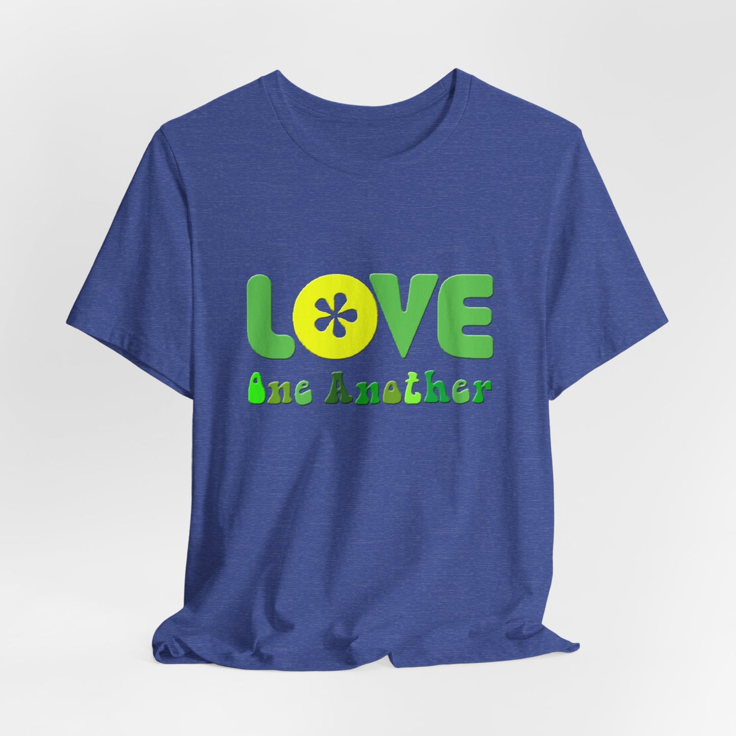 Love One Another Green Yellow T-Shirt Short Sleeve