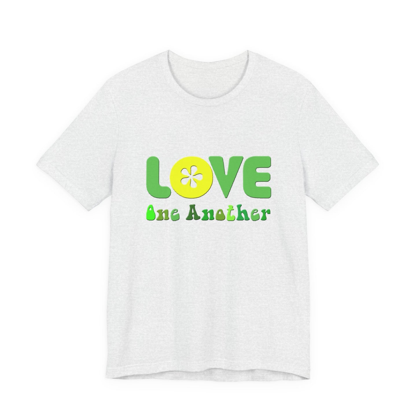 Love One Another Green Yellow T-Shirt Short Sleeve