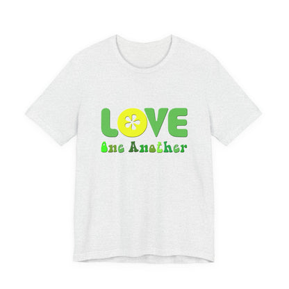 Love One Another Green Yellow T-Shirt Short Sleeve