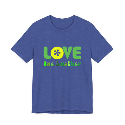 Love One Another Green Yellow T-Shirt Short Sleeve