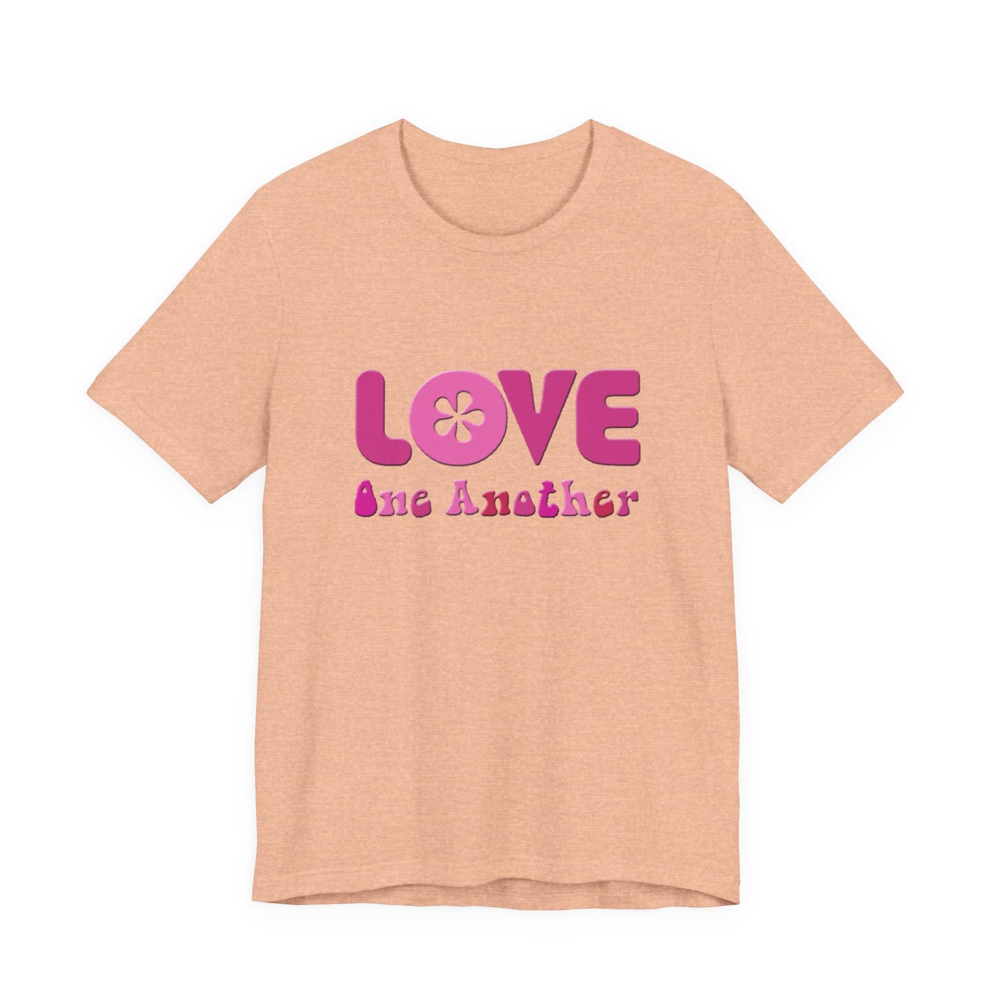 Love One Another T‑Shirt — Retro Pink Flower Peace Tee