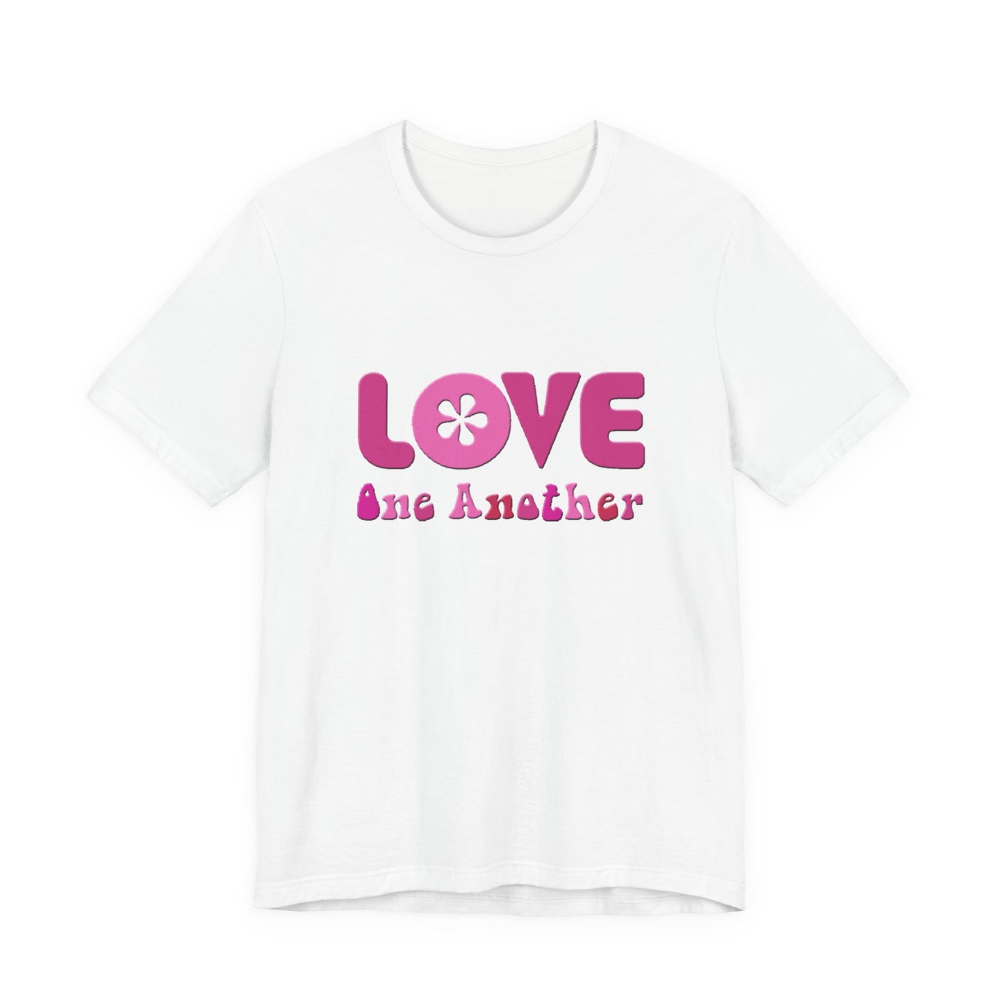 Love One Another T‑Shirt — Retro Pink Flower Peace Tee