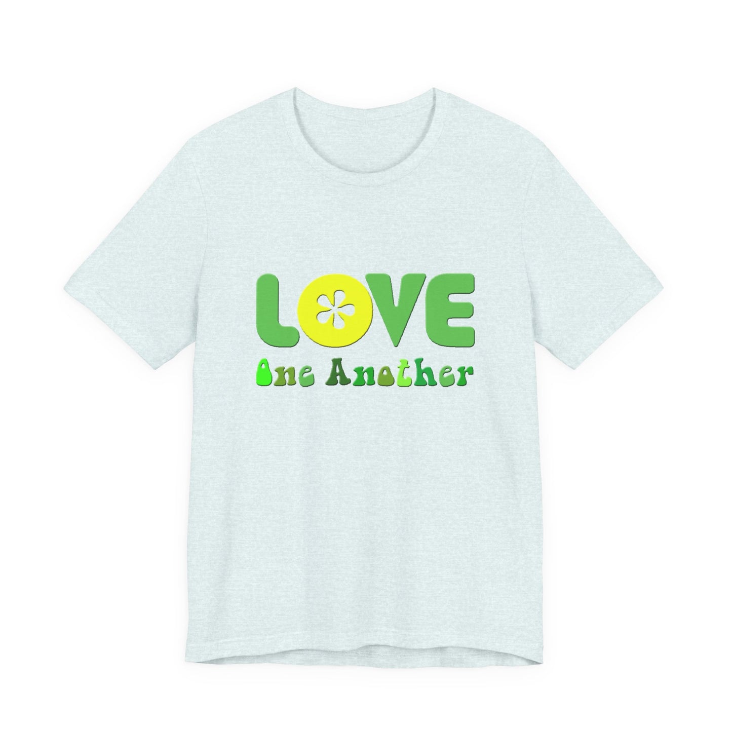 Love One Another Green Yellow T-Shirt Short Sleeve