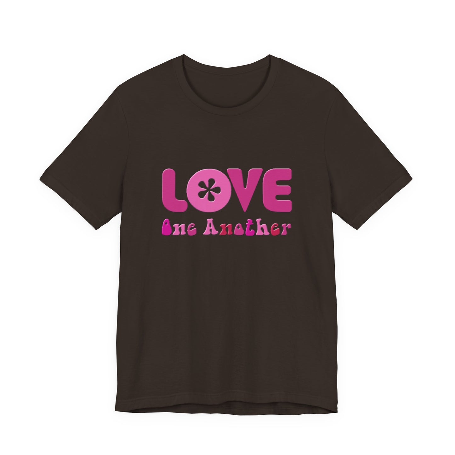 Love One Another T‑Shirt — Retro Pink Flower Peace Tee
