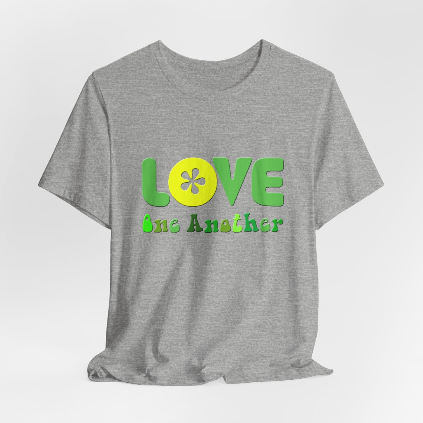 Love One Another Green Yellow T-Shirt Short Sleeve