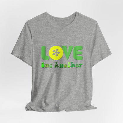 Love One Another Green Yellow T-Shirt Short Sleeve