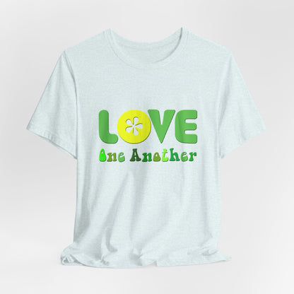 Love One Another Green Yellow T-Shirt Short Sleeve
