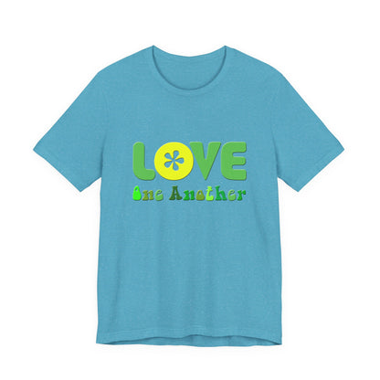 Love One Another Green Yellow T-Shirt Short Sleeve