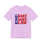 END RACE BASED LAW Blue Red T-Shirt Short Sleeve