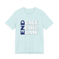END RACE BASED LAW Blue White T-Shirt Short Sleeve