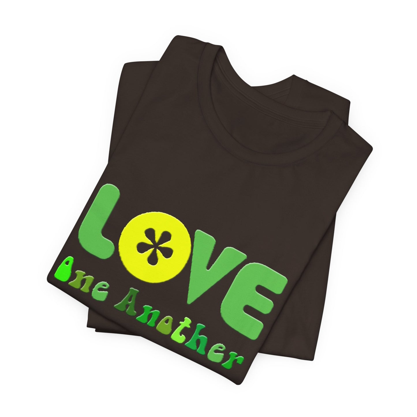 Love One Another Green Yellow T-Shirt Short Sleeve
