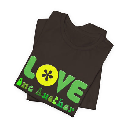 Love One Another Green Yellow T-Shirt Short Sleeve