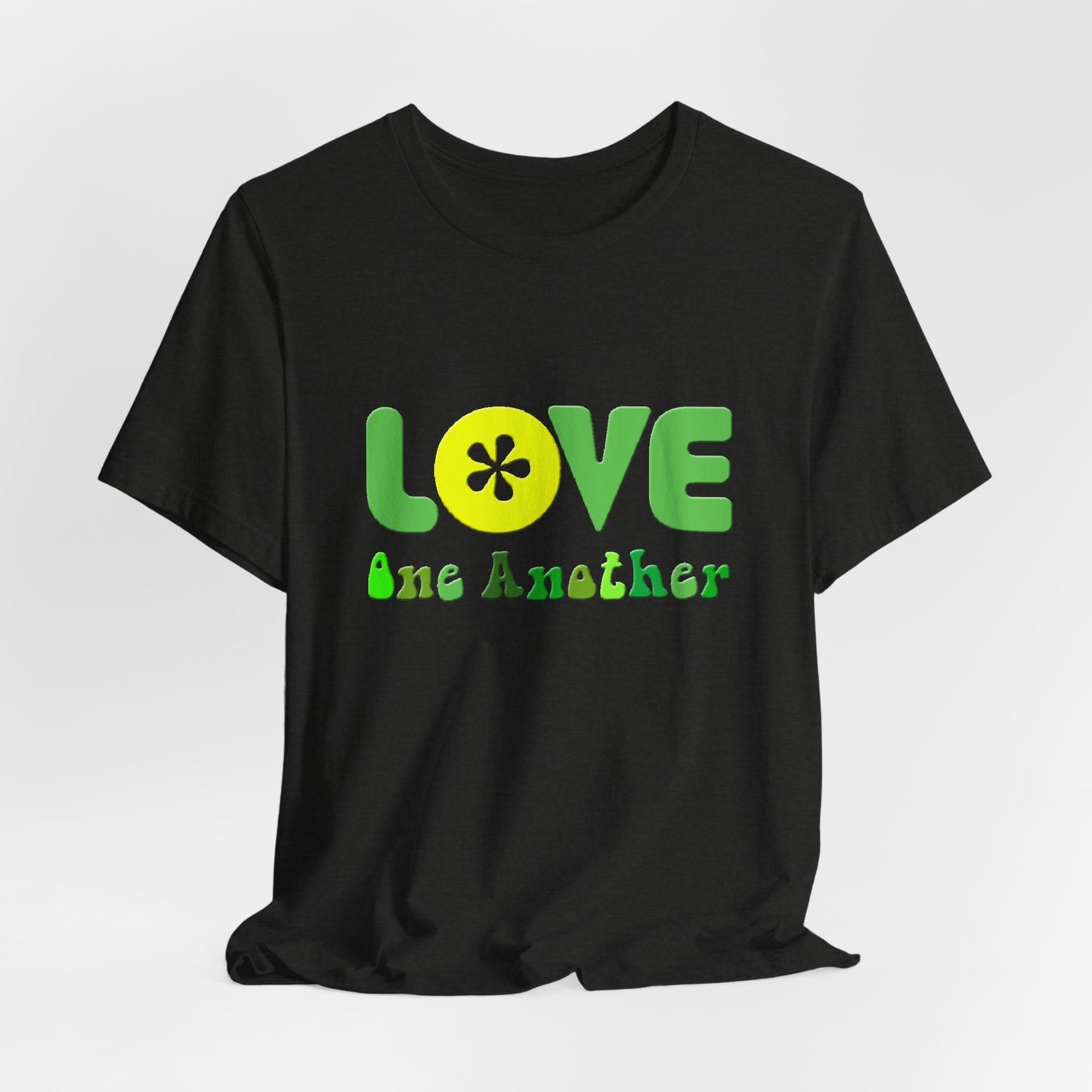 Love One Another Green Yellow T-Shirt Short Sleeve