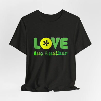 Love One Another Green Yellow T-Shirt Short Sleeve